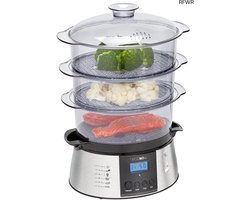 RFWR® Stoomkoker met 3 Mandcount - 800 W, Zwart RVS
