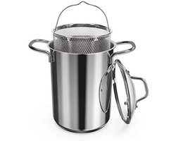 Roestvrijstalen Aspergepan met Deksel - Kookpot met Verwijderbare Mand - 3.9 Liter Capaciteit - Vaatwasserbestendig