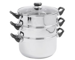 Roestvrijstalen stoompan met glazen deksel - 24 cm