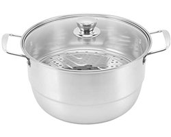 Roestvrijstalen Stoompot met Glazen Deksel - Ideaal voor Groenten en Zeevruchten