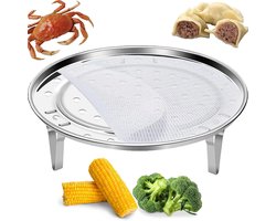 Ronde Stoommand - Stoominzet Pan - Gezond Koken - Verwijderbare Standaard - 20 cm Diameter - Zilver