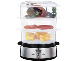 Royal Swiss® Food Steamer HY-4401DS – 9L – 800W – Elektrische Stoomkoker met 3 BPA-vrije Stoommanden – Digitale Timer & Automatische Uitschakeling – RVS Basis