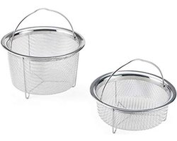 Set van 2 Roestvrijstalen Stoommanden voor Instant Koken