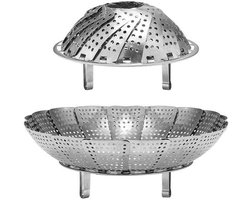 Set van 2 Universele RVS Stoommandjes voor Groenten en Zeevruchten