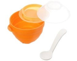 silicone stoomkoker voor babyvoeding in oranje