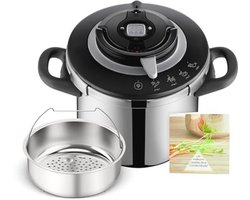 Snelkookpan 8L voor 5-8 Personen met 4 Kookprogramma's – Inductie, Handmatige Deksel Openen