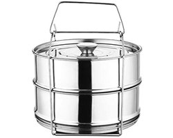 Stapelbare pannen met stoominzet en handgreep voor snelkookpannen - 2 kwart