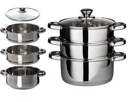 Stoomboot Set Met Glazen Deksel - 3 Tier Kookgerei 22CM