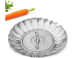 Stoominzet Pan - Stoommand RVS - Gezond Koken - Verstelbare Diameter - 19-27 cm - Zilverkleurig