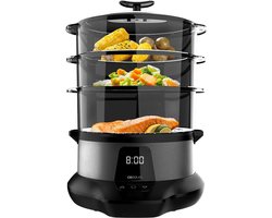 Stoomkoker 1000W – Digitaal – 3 Containers – 1 L Rijstkom – Behoud Voedingsstoffen & Vitaminen – Vaatwasserbestendig