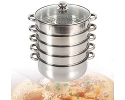 Stoomkoker met 5 Niveaus en Stapelbare Pannen - Gezond Koken met Roestvrij Staal