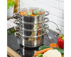 Stoomkoker set 22 cm inductie kookpan met glazen deksel