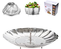 Stoomkoker van roestvrij staal met verstelbare mand voor groenten en fruit - 22,5 cm