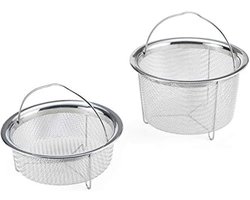 Stoommandjes Set - Stoominzet Keukenmandjes - Gezond Koken - Smart Lift Handvat - 2 stuks - Zilverkleurig