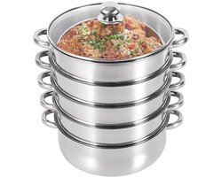 Stoompan 30 cm - Roestvrij Staal, Groentestomer met 1 Pan en 4 Dempers, Inductie Kookpan