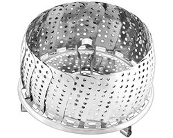 Stoompan Inzetstuk 14 cm - Vaatwasmachinebestendig Gaarzeef voor Pannen en Snelkookpannen, Opvouwbaar Stoominzet van Roestvrij Staal