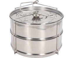 Stoompan met Grote Capaciteit en Deksel - Roestvrijstalen 2-laags Stoommand voor Groenten, Knoedels en Zeevruchten