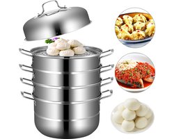 Stoompan - Stoomkoker - Stoommandje - RVS Stoompan - Stoommandje RVS - 5 Laags - 30 cm - Stoomkoker voor Groenten, Dumplings & Rijst