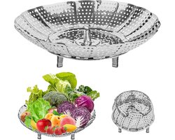 Verstelbare Stoommand RVS voor Groenten, Vis en Zeevruchten (15-27 cm)