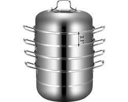 Vevor Stoompan - 5-Laagse Stomer - Stoomrek - Stoomnet - Stapelbare Stomer - Roestvrij Staal