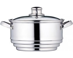 VIN® Stalen Stoompot – Stoompan – Stoomkokers – Stoomkoker Baby – Stoom Koker – met Pan - Diameter 16, 18 en 20 cm - Zilver