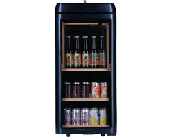 Bierkoelkast Amsterdam Zwart - glazen deur - 85 flessen - Koelkast horeca - Bier koelkast voor Thuis - Flessenkoelkast- Drank koelkast - Bierkast