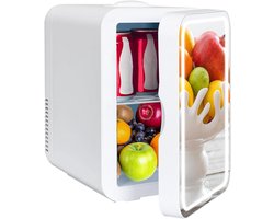 DYNA® Skincare Fridge - Mini Koelkast 8 Liter – Met Spiegel en Verlichting - Mini Fridge - Wit - ‎20cm x 26cm x 30cm
