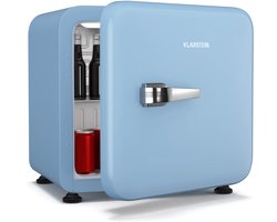 Klarstein Audrey Evo 43L Mini Kühlschrank - Retro-Design, Leise 40 dB, Kompakter Kühlschrank Klein mit Verstellbaren Füßen und Wendetür, Mechanischer Thermostat, Weiß, Ideal für Schlafzimmer und Büros