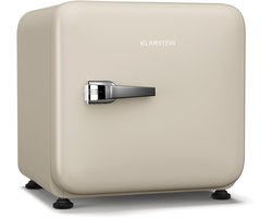 Klarstein Audrey Evo 43L Minikoelkast - Retro Design, Stil (40 Db), Verstelbare Pootjes, Omkeerbare Deur, Compressorkoeling, Mechanische Thermostaat, Kleine Koelkast Voor Slaapkamers En Kantoren, Crème
