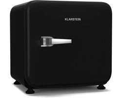 Klarstein Audrey Evo 43L mini koelkast - retro-design, stil 40 dB, compressor, verstelbare pootjes, omkeerbare deur, koelkast klein voor slaapkamer en kantoor, zwart
