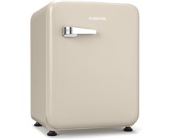 Klarstein Audrey Evo 68L Minikoelkast - Retro Design, Stil (40 Db), Compressor, Verstelbare Pootjes, Omkeerbare Deur, Kleine Koelkast Voor Slaapkamers En Kantoren, Crème