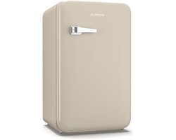 Klarstein Audrey Evo 90L Retro Mini Kühlschrank - Leise 40 dB, Kompakter Kühlschrank Klein mit Verstellbaren Füßen, Wendetür, Mechanischem Thermostat, Creme, Ideal für Schlafzimmer und Büros