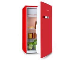 Klarstein Beercracker Koelkast - Volume: 91 Liter - Energie-Efficiëntieklasse E - Met Vriesvak - Groentevak - 3 Deurvakken - 2 Glazen schappen - Rood
