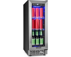 Klarstein Beerlager 56 - Drankkoelkast - 56 Liter - Max. 20 Flessen - 3 Metalen Roosters - Geschikt Voor Onderbouw - 82 Cm Hoog - Glazen Deur Met Rvs Frame - 3 Schappen - Temperatuur: 0 - 10 °C - Touch Bediening - Zilver