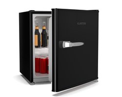 Klarstein Irene 46L Retro Mini Kühlschrank Leise 37 dB, Verstellbarer Thermostat, Energieeffizient, Kleiner Kühlschrank Für Schlafzimmer, Büros, Schwarz – geschikt voor thuisfitness en sportschoolgebruik, duurzame constructie, eenvoudig te monteren,
