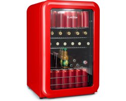 Klarstein Poplife Drankkoeler - Koelkast - 115 Liter - Eek E - Retro Design - Temperatuur: 0-10 °C - Eco Plus - 39 dB - Verstelbare pootjes - Dubbel glas