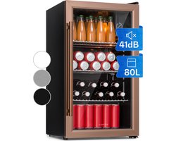 Klarstein XXL mini koelkast met glazen deur & led, mini-koelkast voor kamer, drankkoelkast klein met uitneembare 3 schappen, kleine koelkast 80L, indoor/outdoor koelkast stil & weerbestendig, 3-10°C
