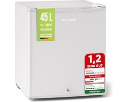 Stillstern Mini-Koelkast E 45L met Automatische Ontdooiing, Slot, Vriesvak, stil, ideaal voor keuken, kantoor, slaapkamer, hotels en kleine appartementen Kleine koelkast Minibar Drankkoelkast Zilver [Energieklasse E]