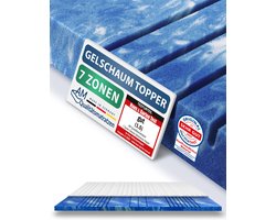AM Qualitätsmatratzen - 7 Zone Deluxe Gelschuim Topper 160x200cm (SG50) - Premiumhoogte 8 cm - Memory foam mattress topper 160 x 200 8cm - TENCEL Lyocell tijk - Zacht en aanpasbar - Made in Germany