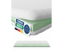 AM Qualitätsmatratzen - Basic Topper 90x190cm (SG30) - Zachte & Aanpasbare Matrastopper 90 x 190 - Ook geschikt voor boxsprings - Ademende en wasbare tijk - Made in Germany