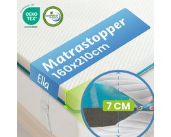 Ella Topper Matras 160x210 cm - 7CM Topdekmatras - Matrastopper Gel Infused Traagschuim & Aircell-schuim - Medium Hardheid