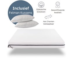 Felman® Basic Topper - Inclusief 2 Kussens - Topdekmatras - Anti Allergie - Ergonomisch - 6 cm dik - 180x200 cm