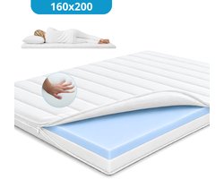 Maan matras ® - Topper 160x200 - Aanpasbaar - 12 cm dik - Koudschuim & Hybrid- Afneembare tijk wasbaar - 160x200 cm