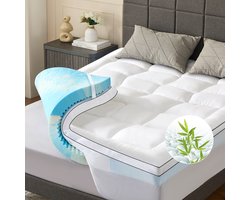 NicePlus Matrastopper 7 cm Wit - Topmatras Traagschuim 140x200 cm - Dekmatras Medium Hardheid - Comfortabele Topdekmatras voor Matras Bescherming