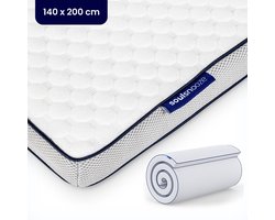 Soulsnooze® DuoComfort Matras Topper 140x200 cm - Matrastopper Memory Foam - Traagschuim Topmatras - Topdekmatras - Topmatrassen - Aanpasbaar Design - 3D Air Mesh - Medium Hardheid