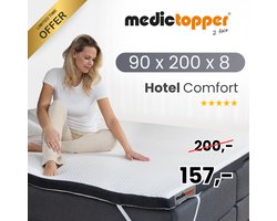Topper 90x200 cm | Topdekmatras 90 x 200 x 8 cm | Koudschuim en Traagschuim | Afritsbaar & Wasbaar | 30 Dagen Proefslapen | 90x200x8 CM