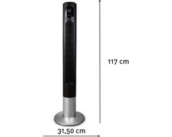AIR AND ME Ventilator Fantasy - Kolomventilator / Staande Ventilator - 120cm - 20m² - 35W - 3 Blaassterktes - Slaapmodus - Zwart