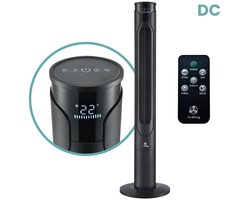 AirKing Torenventilator 117cm extra stille DC motor 12 standen met afstandsbediening - Ventilator Dimbaar LED scherm Zwart AKTN117BK-DC