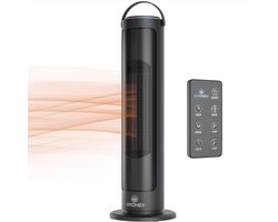 Aironex Elektrische Kachel 2000 Watt - Keramische Zwarte Kachelventilator - Electrische Kachel - Verwarming Elektrisch - Heater - Ventilatorkachel met afstandsbediening en timerfunctie - Krachtige Keramische Kachel