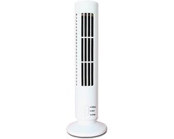Allecto - USB Torenventilator - Krachtige Wind - Stille Bladloze Ventilator - Wit - Oplaadbare Ventilator - Geschikt voor Kantoor en Thuis